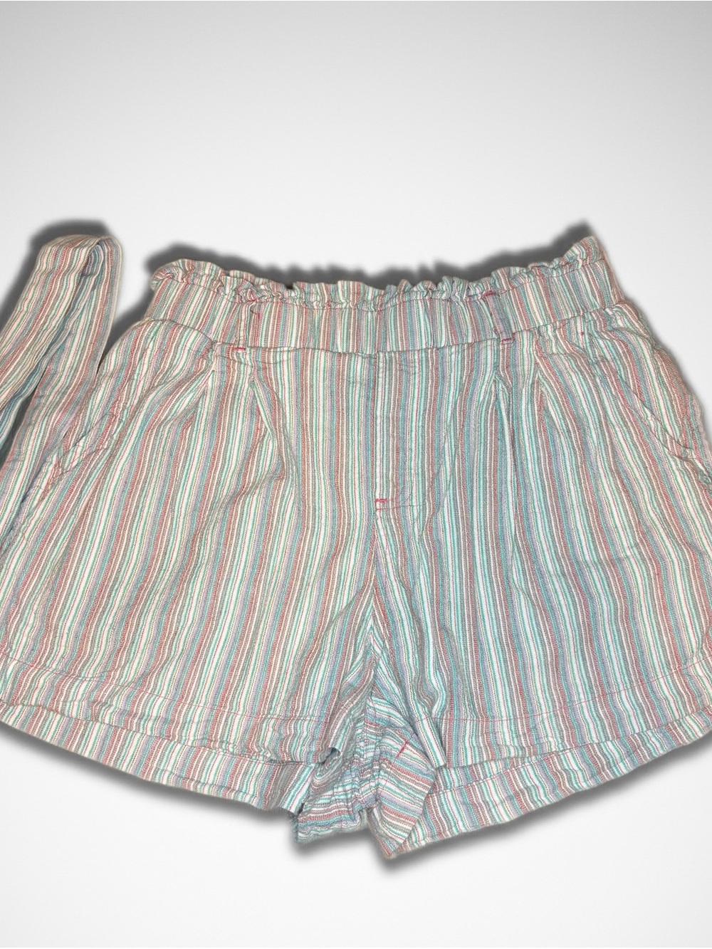 American Eagle Outfitters Pastel Multi-Stripe High Waist Shorts and Belt